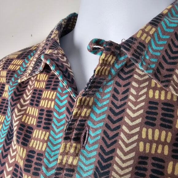 Super Massive Men’s M Shirt NWT Fall Earthy Geometric Print Boho Indie Cotton - Picture 2 of 9